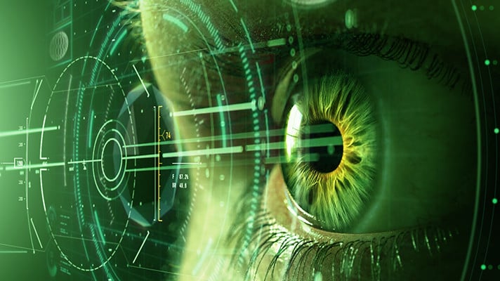 Eye Behind a Green Graphical Overlay