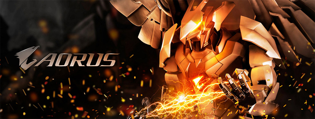 AORUS Logo Next to the Brand's Mascot Creating Magnetic, Electric Fire Between Both Hands