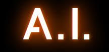 Glowing Orange Neon Text That Reads: A.I.