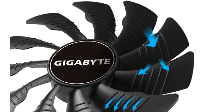 GIGABYTE unique blade fan with five divets