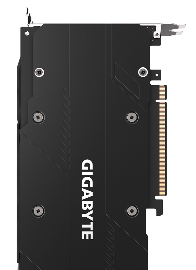 The back of the GIGABYTE GeForce RTX 2070 WINDFORCE graphics card
