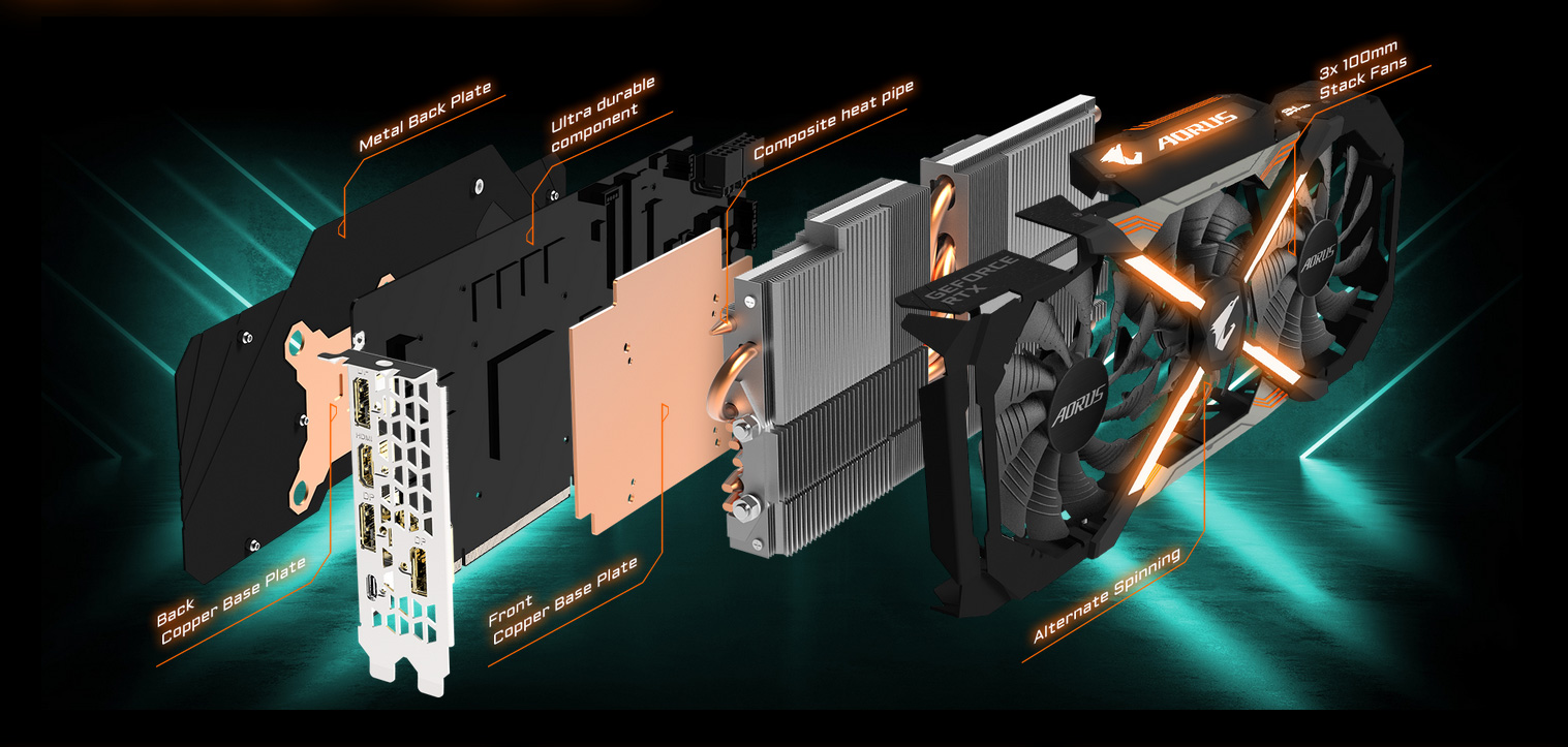 GIGABYTE AORUS GeForce RTX 2060 XTREME 6G Graphics Card, 3 x