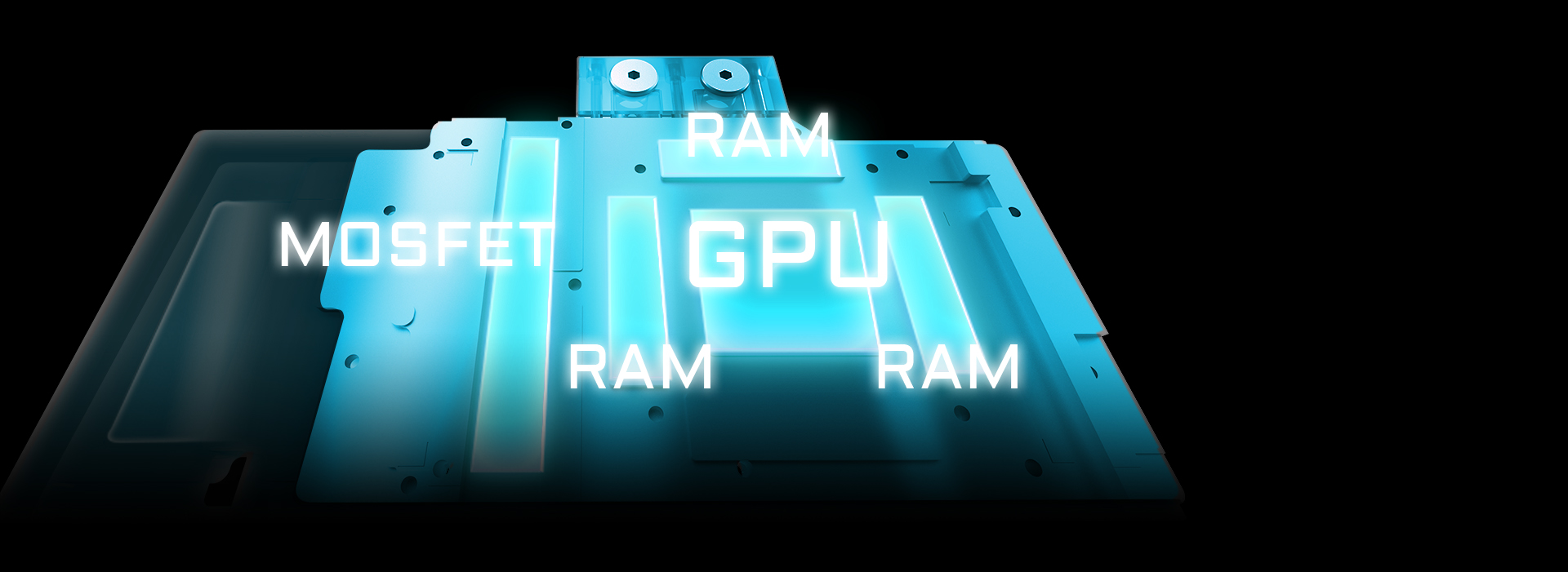 An image of large copper base plate with direct contact to the GPU, VRAM and all critical components