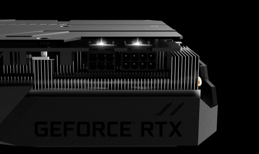 The side of GeForce® RTX 2080 SUPER™ WINDFORCE OC 8G Graphics Card with flashing light