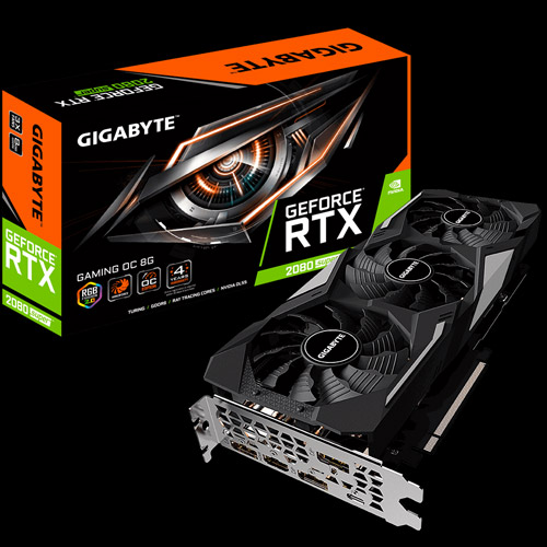 GeForce® RTX 2080 SUPER™ WINDFORCE OC 8G Graphics Card and it's Product Box
