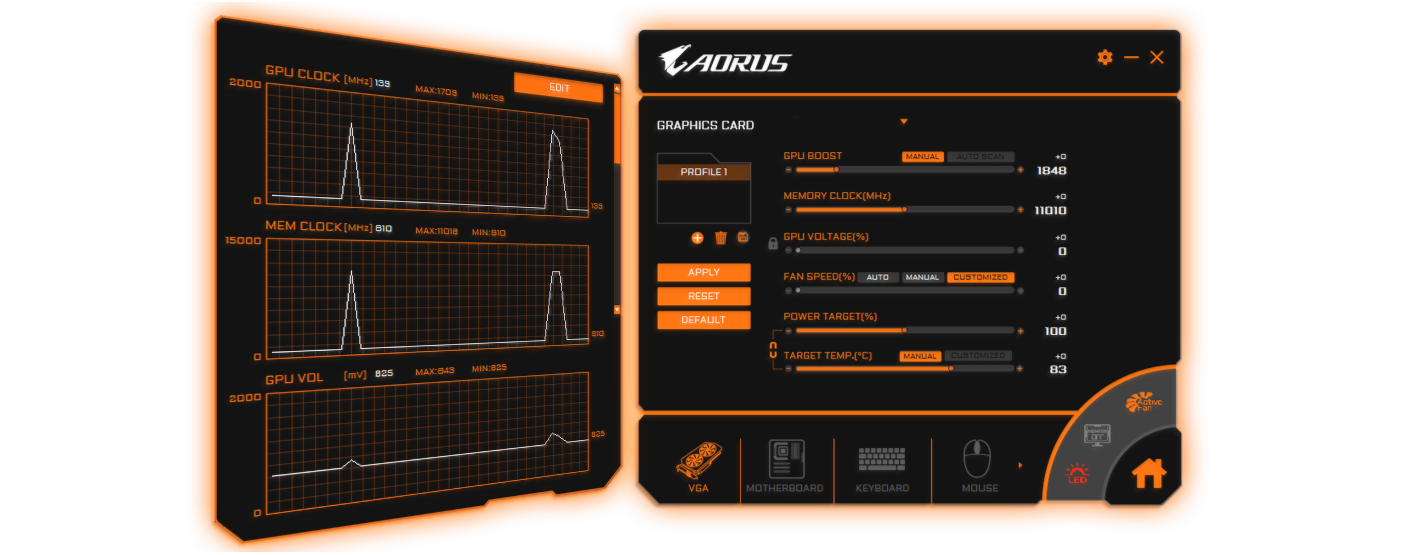 two interfaces of AORUS Engine