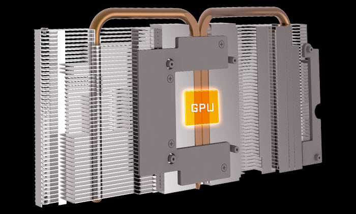heatsink and heatpipes directly touching the GPU