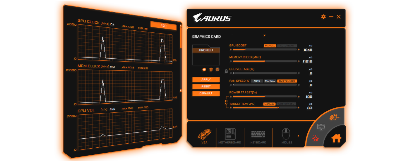 two interfaces of AORUS Engine