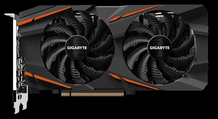 GIGABYTE Radeon RX 570 GAMING 4G graphics card front view