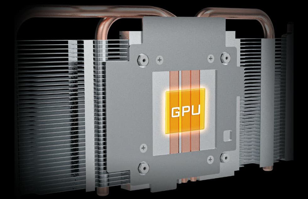 diagram of the GPU contacted directly with heat pipes