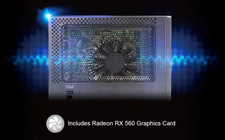 PowerColor Mini closeup side shot showing radeon rx 500 graphics card