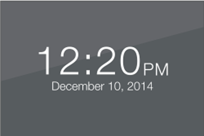 Digital clock mode showing the time and date