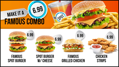 Display Showing a Burger Joint's Menu