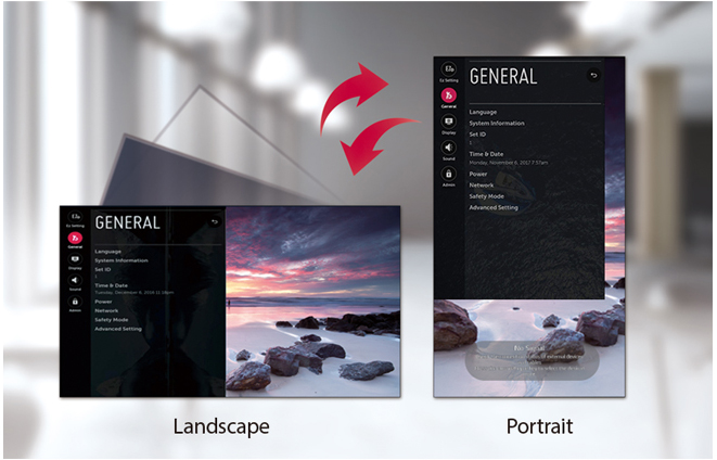 LG display in landscape and portrait mode