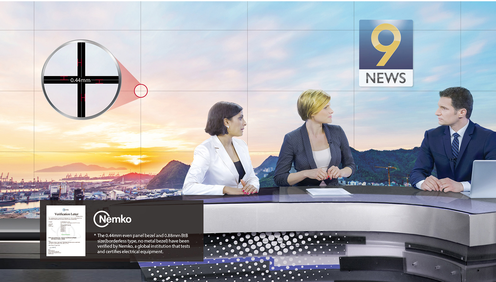 Channel 9 News Cast talking to one another during a broadcast