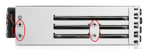 Front-facing image of the iStarUSA hot-swap tray system