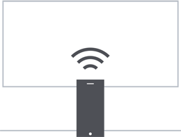Smartphone connecting via wifi to a TV icon