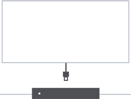 Cable device in front of a TV with a connector icon