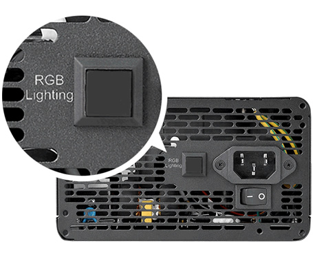 RGB lighting button close-up