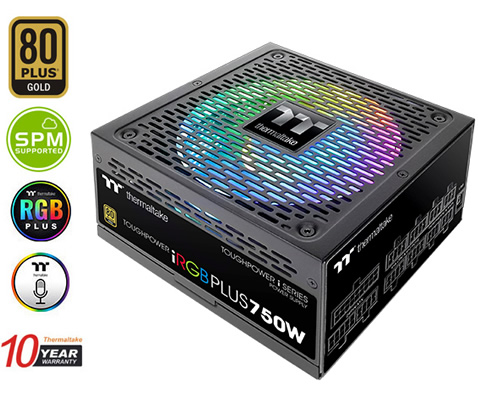 Thermaltake Toughpower iRGB PLUS 750W Gold - TT Premium Edition Power Supply, Next to Badges for 80 PLUS GOLD, SPM Supported, RGB Plus, Thermaltake Mic and 10 Year Warranty