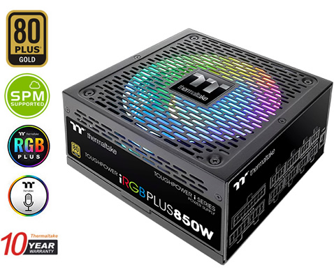 Thermaltake Toughpower iRGB PLUS 850W Gold - TT Premium Edition Power Supply, Next to Badges for 80 PLUS GOLD, SPM Supported, RGB Plus, Thermaltake Mic and 10 Year Warranty