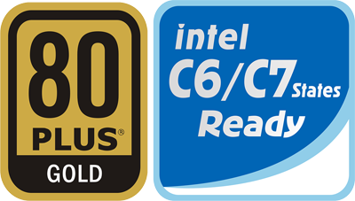80 Plus Gold logo and logofor Intel C6/C7 States Ready   