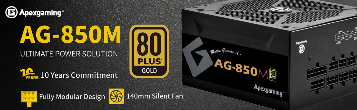 APEXGAMING AG Series Gaming Power Supply (AG-850M), 850W 80 Plus