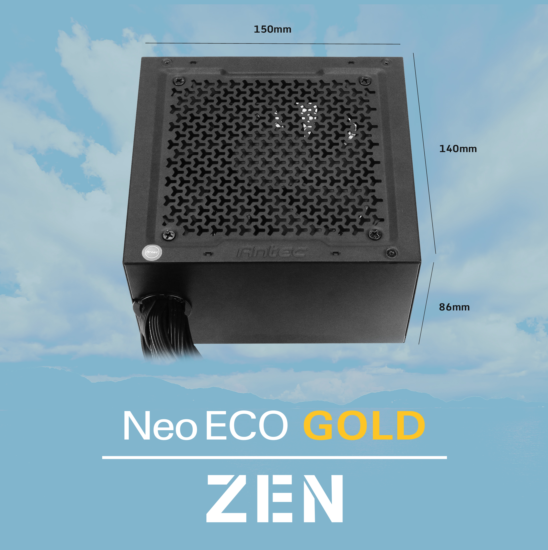 Antec NeoECO Gold ZEN Series NE500G ZEN Power Supply length, width and height