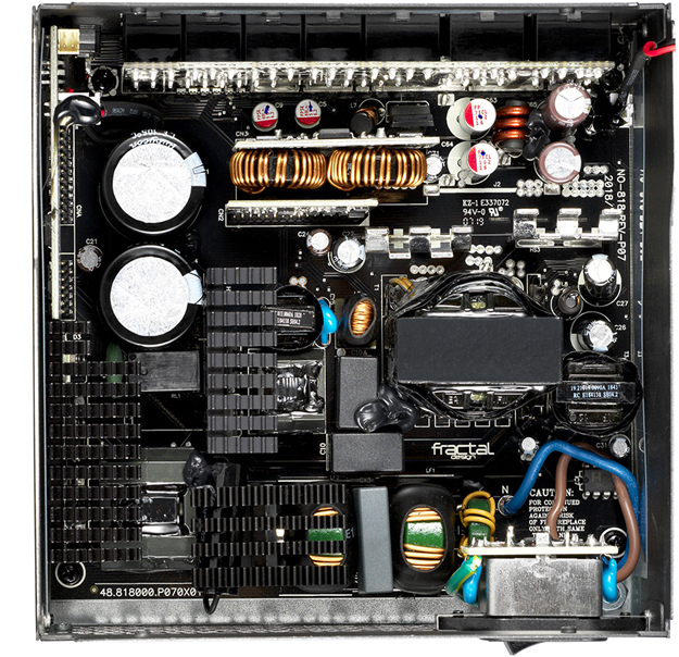 The interior components of a Fractal Design Power Supply