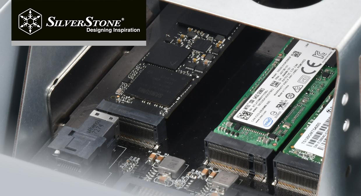 SilverStone SDP12 3.5 Device Bay to Two SATA M.2 SSDs and One NVMe M.2 SSD  Adapter