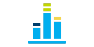 a blue bar chart icon