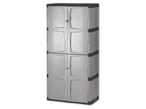 Rubbermaid Storage Cabinets with Doors  Double door storage cabinet, Utility  storage cabinet, Storage cabinet shelves
