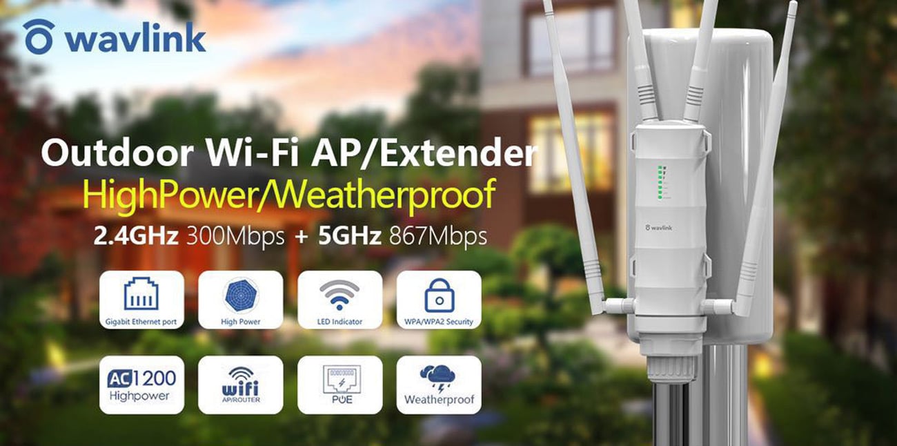 Wavlink AC1200 Ad Alta Potenza Wi-Fi Outdoor AP/Repeater/Router