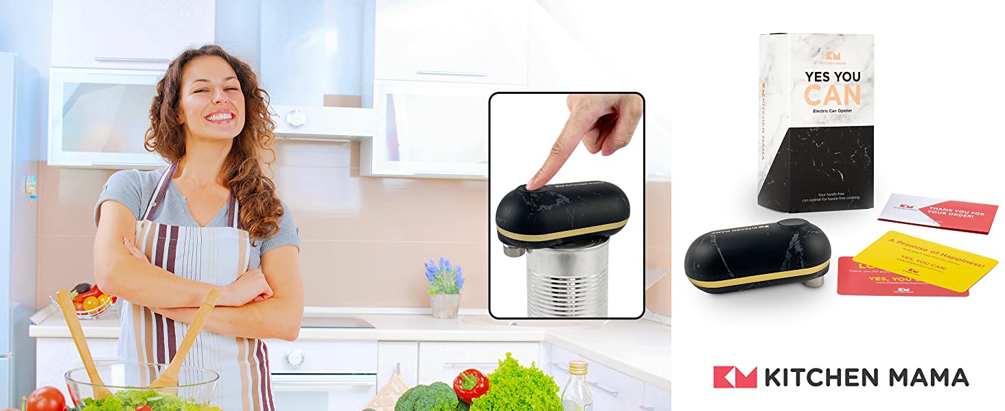 Kitchen Mama Mini Battery-Operated Can Opener Yes You Can Marble Open Box