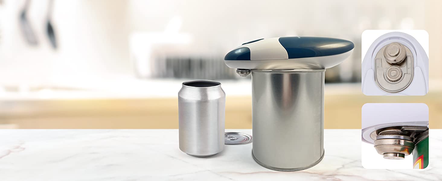 Kitchen Mama Mini Electric Can Opener: Open Your Cans with A Simple Push of  Button - No Sharp Edge, Food Safe and Battery Operated Cute Opener(Blue) 