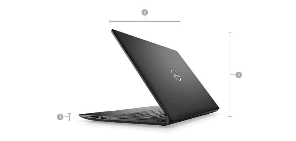 Dell Inspiron 15 3000 rear view angled to right