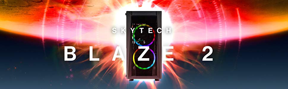 SkyTech Blaze II Gaming Computer PC Desktop – Ryzen 5 2600 6-Core 3.4 GHz,  NVIDIA GeForce GTX 1660 6G, 500G SSD, 8GB DDR4, RGB, AC WiFi, Windows 10  Home 64-bit