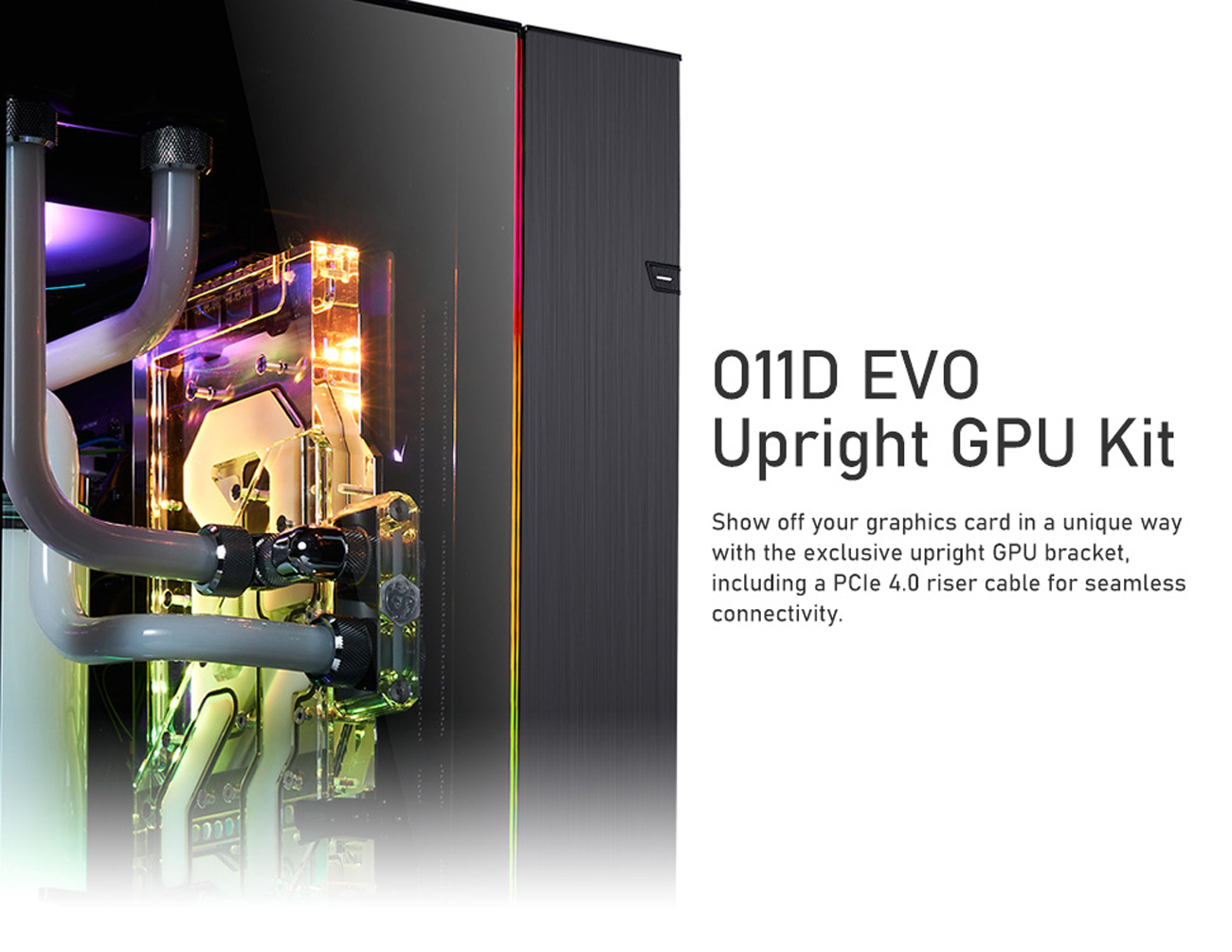 Lian-Li O11DE-2W Upright GPU Kit for O11 Dynamic EVO White PCI-E 4.0 Riser  Cable Included ---O11DE-2W