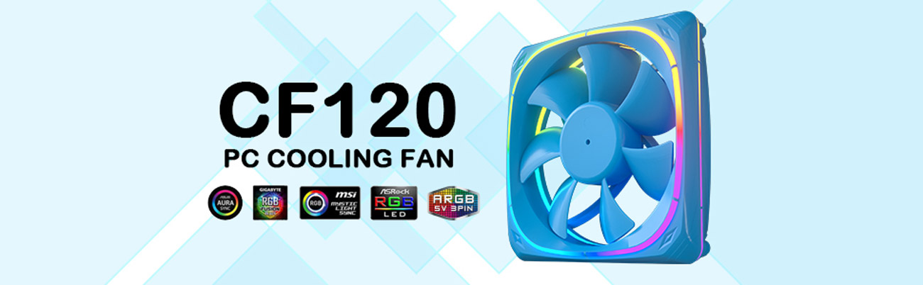 Vetroo CF120 120mm Case Fan 5V 3 PIN Addressable RGB MB Sync PC Cooling Fan Blue