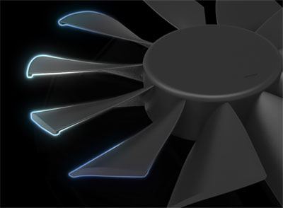  Closeup of the fan blades, with the blade tips highlighted  