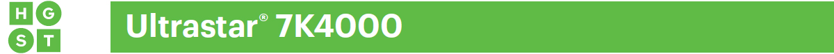  Stylized texts of “HGST”, and texts reading as “Ultrastar 7K4000” in green background