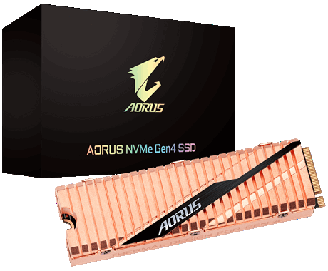 GIGABYTE AORUS SSD in Front of Its Product Box