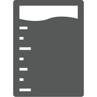 Icon showing a beaker with measuring marks and liquid