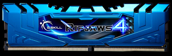 Blue G.SKILL Ripjaws 4 Memory Stick Facing Forward