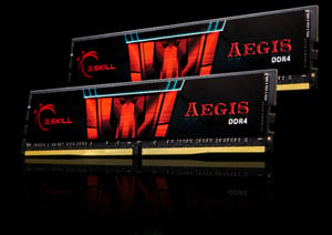 Two G.Skill DDR4 Memory Sticks Angled to the Left