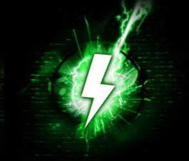 a green thunderbolt
