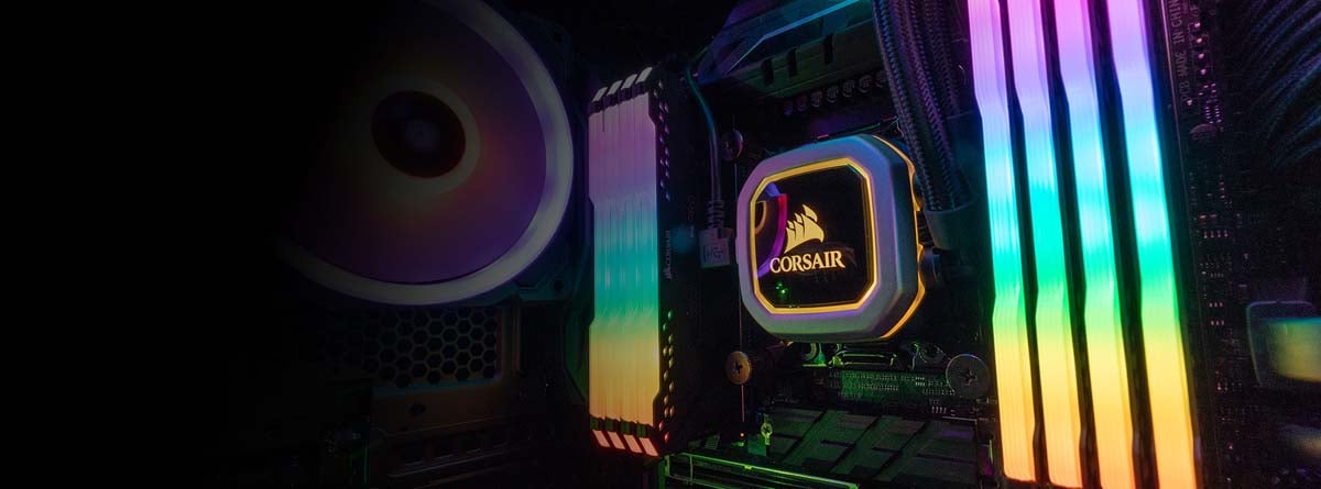 RGB-Lit Memory Installed on a Motherboard that has a Corsair Water Cooling CPU Block
