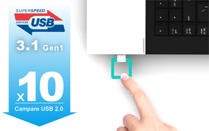 USB 3.1 Gen1 (USB 3.0) High Speed Transfer