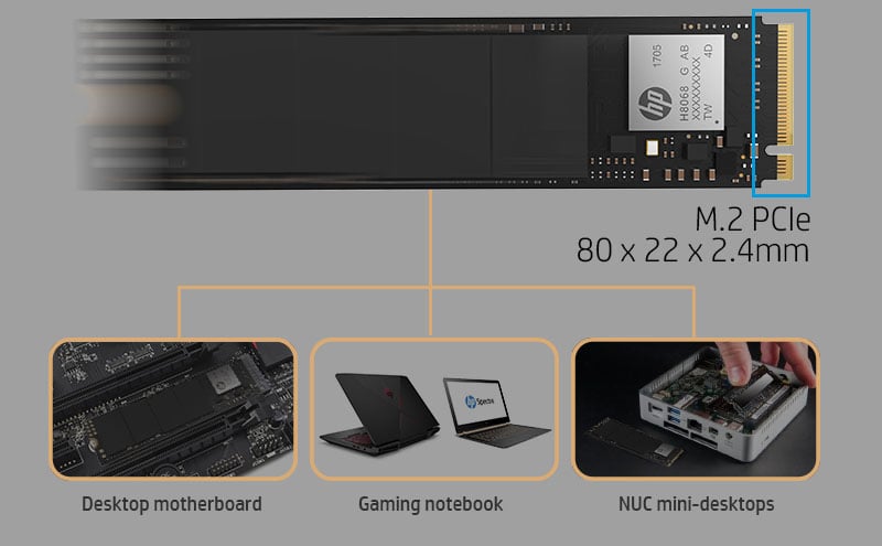 Disque Dur HP EX900 250 Go PCIe 3.0 x4 NVMe 3D TLC - SpaceNet