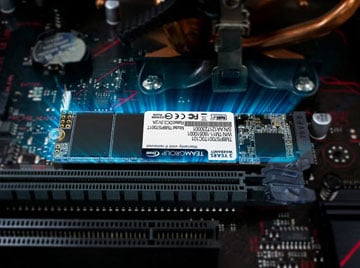 Team Group MS30 M.2 SSD Installed on a PC's motherboard